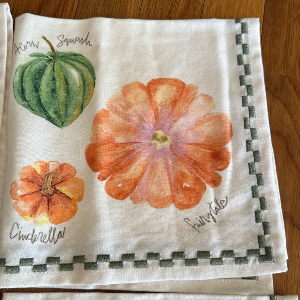 Anthropologie Types of Pumpkins Napkins, Set of 4